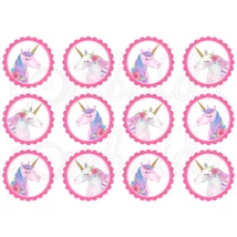 Mintás barkácsfilc - csillogó unikornisok rózsaszín körökben Mintás barkácsfilc - csillogó unikornisok rózsaszín körökben