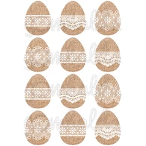Mintás barkácsfilc - csipkés húsvéti tojások juta alapon