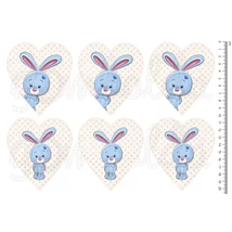 Mintás barkácsfilc - cuki állatok - kék nyuszi szíveken