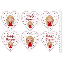 Mintás barkácsfilc - szlovák feliratos cuki angyalka piros - duci szív