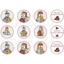 Mintás barkácsfilc - cuki hóemberek körökben Mintás barkácsfilc - cuki hóemberek körökben