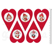 Mintás barkácsfilc - cuki karácsonyi kutyák - kötött szívek