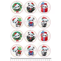 Mintás barkácsfilc - cuki pandák hópelyhes körökben