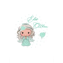 Mintás barkácsfilc - cuki tavaszi angyalka hímzőkeretbe - Édes otthon - menta