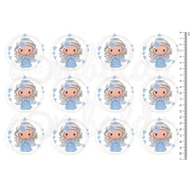 Mintás barkácsfilc - cuki tavaszi angyalka - szíves keretben - kék