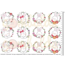 Mintás barkácsfilc - cuki nyuszik - színes virágos koszorú Mintás barkácsfilc - cuki nyuszik - színes virágos koszorú