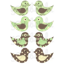 Mintás barkácsfilc - kivágható madarak barna zöld pöttyös Mintás barkácsfilc - kivágható madarak barna zöld pöttyös