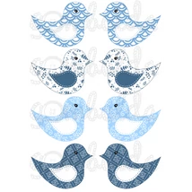 Mintás barkácsfilc - kivágható madarak világoskék kék mintás