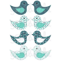 Mintás barkácsfilc - kivágható madarak kékes leveles Mintás barkácsfilc - kivágható madarak kékes leveles