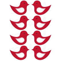 Mintás barkácsfilc - kivágható kötött madarak - piros