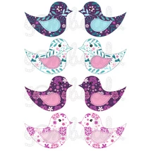 Mintás barkácsfilc - kivágható madarak lilás virágos Mintás barkácsfilc - kivágható madarak lilás virágos