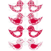 Mintás barkácsfilc - kivágható madarak piros