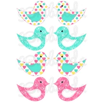 Mintás barkácsfilc - kivágható madarak türkiz pink sárga Mintás barkácsfilc - kivágható madarak türkiz pink sárga