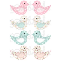 Mintás barkácsfilc - kivágható madarak kék és rózsaszín