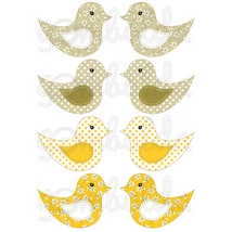 Mintás barkácsfilc - kivágható madarak sárgás