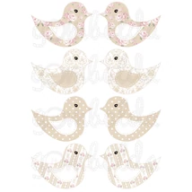 Mintás barkácsfilc - kivágható shabby chic madarak - cappuccino Mintás barkácsfilc - kivágható shabby chic madarak - cappuccino