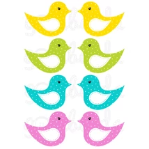 Mintás barkácsfilc - kivágható madarak színes alapon fehér pöttyös