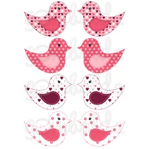 Mintás barkácsfilc - kivágható madarak rózsaszín szíves