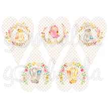 Mintás barkácsfilc - erdei húsvét szívekben