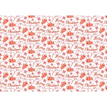 Mintás barkácsfilc - erdei karácsony - piros Merry Christmas feliratok