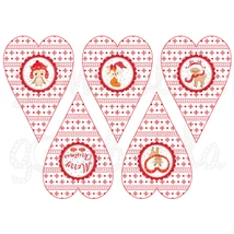 Mintás barkácsfilc - erdei karácsony - piros szívek Mintás barkácsfilc - erdei karácsony - piros szívek