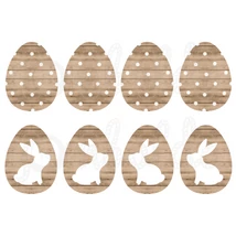 Mintás barkácsfilc - nyuszik világosbarna fa tojásokon