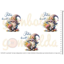 Mintás barkácsfilc - festett manók - Isten hozott - 3db