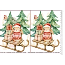 Mintás barkácsfilc - festett téli állatok 2db-os panel- piros nyuszi Mintás barkácsfilc - festett téli állatok 2db-os panel- piros nyuszi