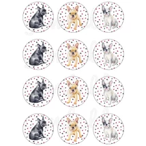 Mintás barkácsfilc - francia bulldog - körökben