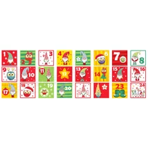 Mintás barkácsfilc - nagy adventi számok karácsonyi manókkal - 4 lapos