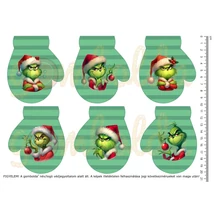 Mintás barkácsfilc - Grincses karácsony - kesztyű - zöld