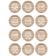 Mintás barkácsfilc - hímes tojás világosbarna fa körökben Mintás barkácsfilc - hímes tojás világosbarna fa körökben