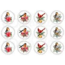 Mintás barkácsfilc - tradicionális karácsony - madarak körben Mintás barkácsfilc - tradicionális karácsony - madarak körben
