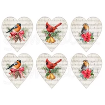 Mintás barkácsfilc - tradicionális karácsony - madarak kottás szívekben Mintás barkácsfilc - tradicionális karácsony - madarak kottás szívekben