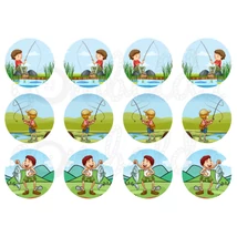 Mintás barkácsfilc - horgász - kör Mintás barkácsfilc - horgász - kör