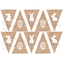 Mintás barkácsfilc - húsvéti banner juta alapon