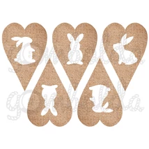 Mintás barkácsfilc - fehér nyuszik juta szívekben Mintás barkácsfilc - fehér nyuszik juta szívekben