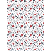 Mintás barkácsfilc - kék piros virágok