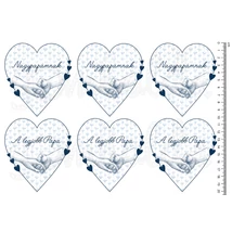 Mintás barkácsfilc - Nagypapámnak - kéz a kézben - szív kék