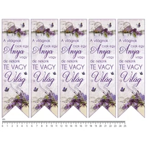 Mintás barkácsfilc - könyvjelző - Anya Te vagy a Világ - levendulás