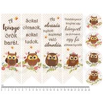 Mintás barkácsfilc - könyvjelző - baglyos