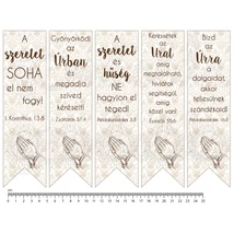 Mintás barkácsfilc - könyvjelző bibliai idézetekkel - shabby drapp alapon