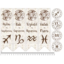 Mintás barkácsfilc - könyvjelző csillagjegyekkel - nyilas bak vízöntő halak