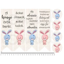 Mintás barkácsfilc - könyvjelző - cuki nyuszik