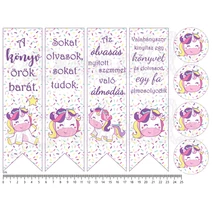 Mintás barkácsfilc - könyvjelző - vidám unikornis