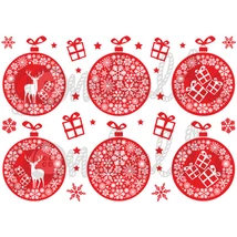 Mintás barkácsfilc - karácsonyi gömbök piros alapon