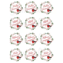 Mintás barkácsfilc - karácsonyi jókívánságok - vörösbegy