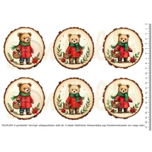 Mintás barkácsfilc - karácsonyi macik faszeleteken - nagy