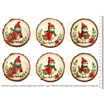 Mintás barkácsfilc - karácsonyi madárkák faszeleteken - nagy