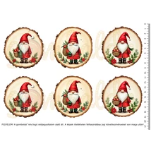 Mintás barkácsfilc - karácsonyi manók faszeleteken - nagy